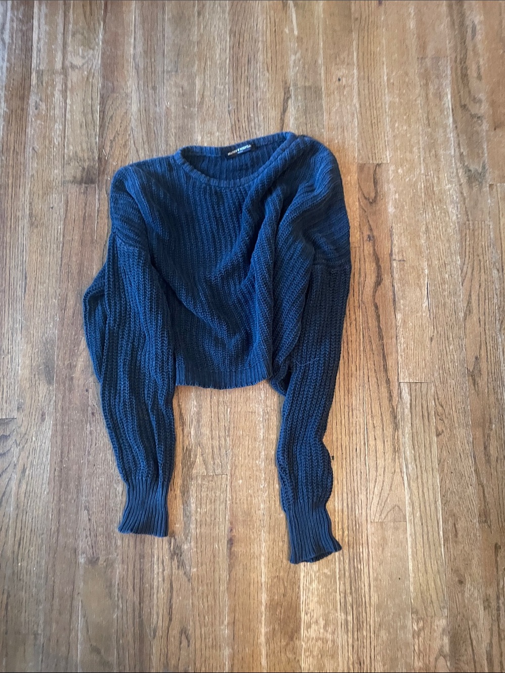 Brandy Melville Navy Ribbed Crewneck Sweater